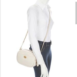 COACH white Pebble Leather Camera crossbody